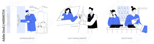 Hotel services abstract concept vector illustrations.