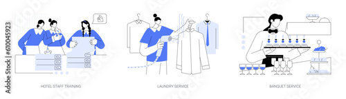 Hospitality business abstract concept vector illustrations.