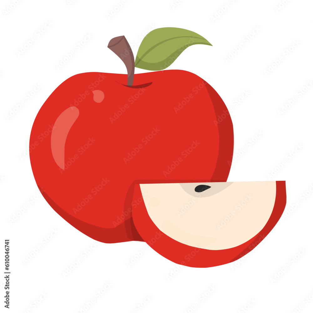 Obraz premium Red apple Illustration, apple fruit, fruit Illustration