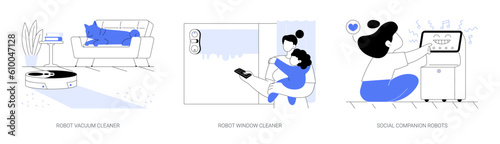 Home robotics abstract concept vector illustrations.