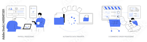 Automated business processes abstract concept vector illustrations.