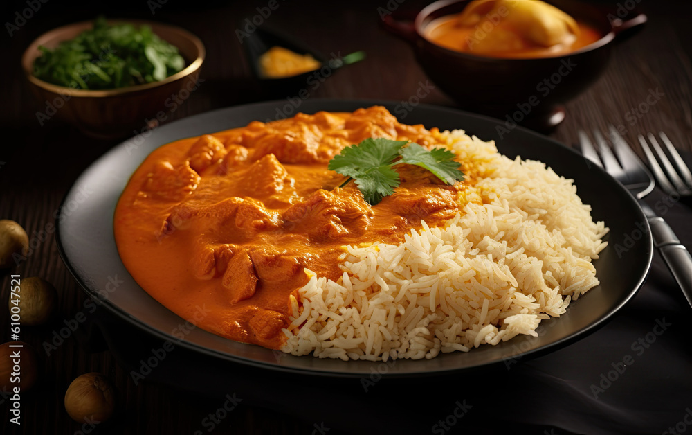 indian recipe Curry and rice created with Generative AI technology indian recipe Curry and rice created with Generative AI technology