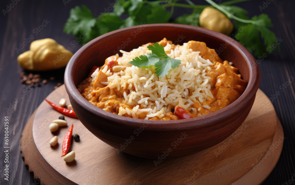 indian recipe Curry and rice created with Generative AI technology indian recipe Curry and rice created with Generative AI technology
