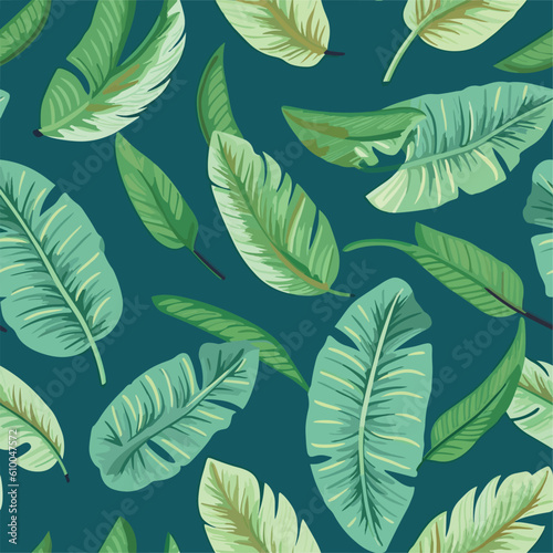 Seamless Colorful Tropical Leaves Pattern.  Seamless pattern of Tropical Leaves in colorful style. Add color to your digital project with our pattern  