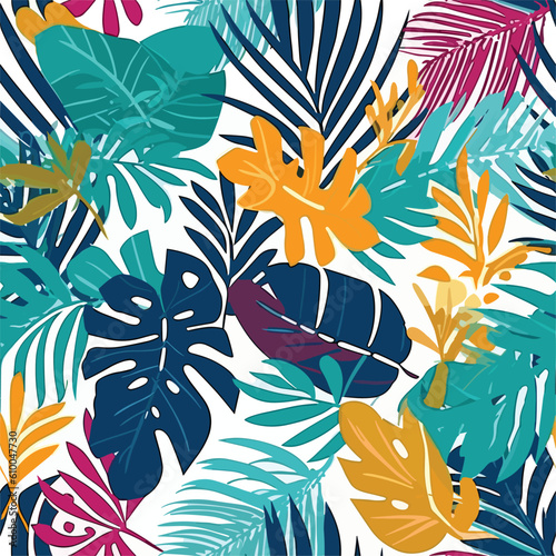 Seamless Colorful Tropical Leaves Pattern.

Seamless pattern of Tropical Leaves in colorful style. Add color to your digital project with our pattern!
