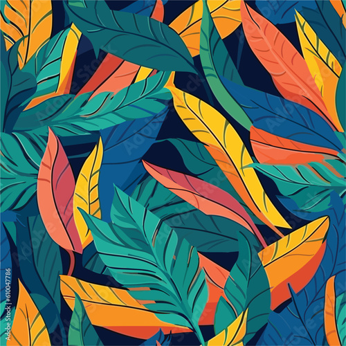 Seamless Colorful Tropical Leaves Pattern.Seamless pattern of Tropical Leaves in colorful style. Add color to your digital project with our pattern! 