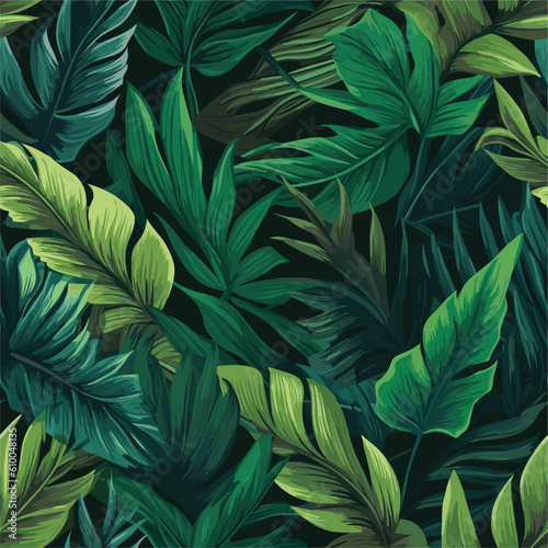 Seamless Colorful Tropical Leaves Pattern.  Seamless pattern of Tropical Leaves in colorful style. Add color to your digital project with our pattern  