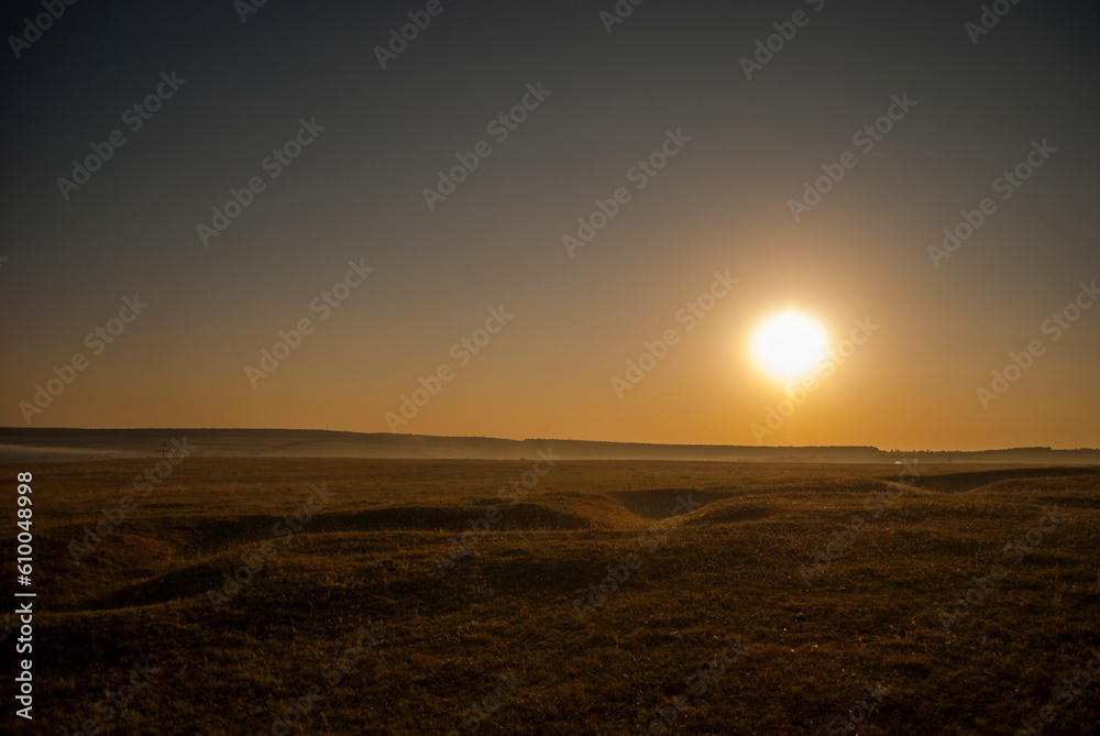 Sunset over the field. Sunset over the field.