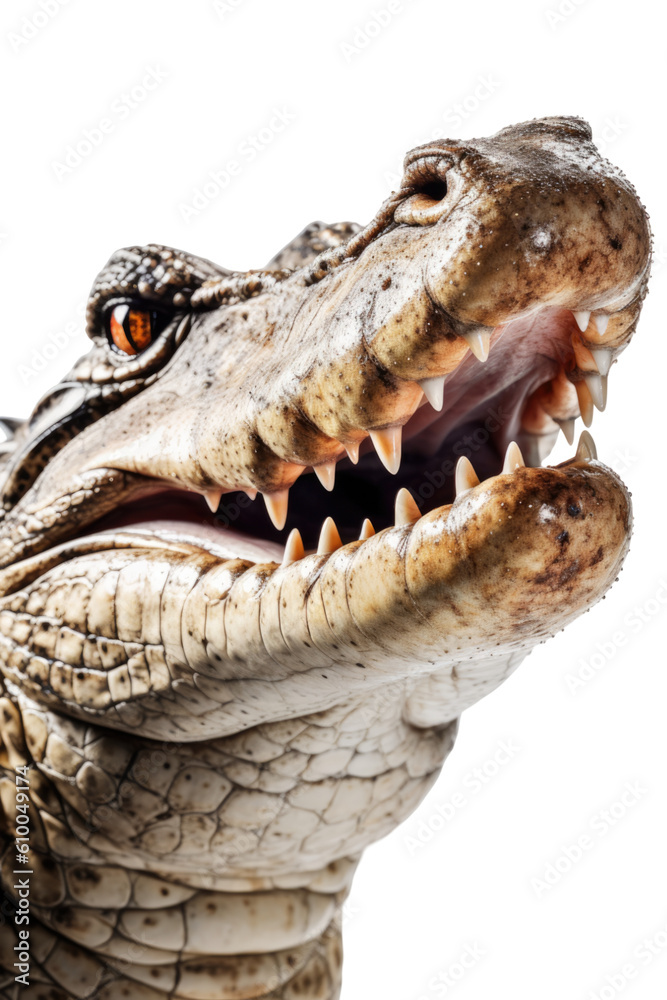 Obraz premium close up of a crocodile isolated on a transparent background