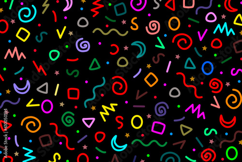 Colorful background from multi-colored figures on a black background.