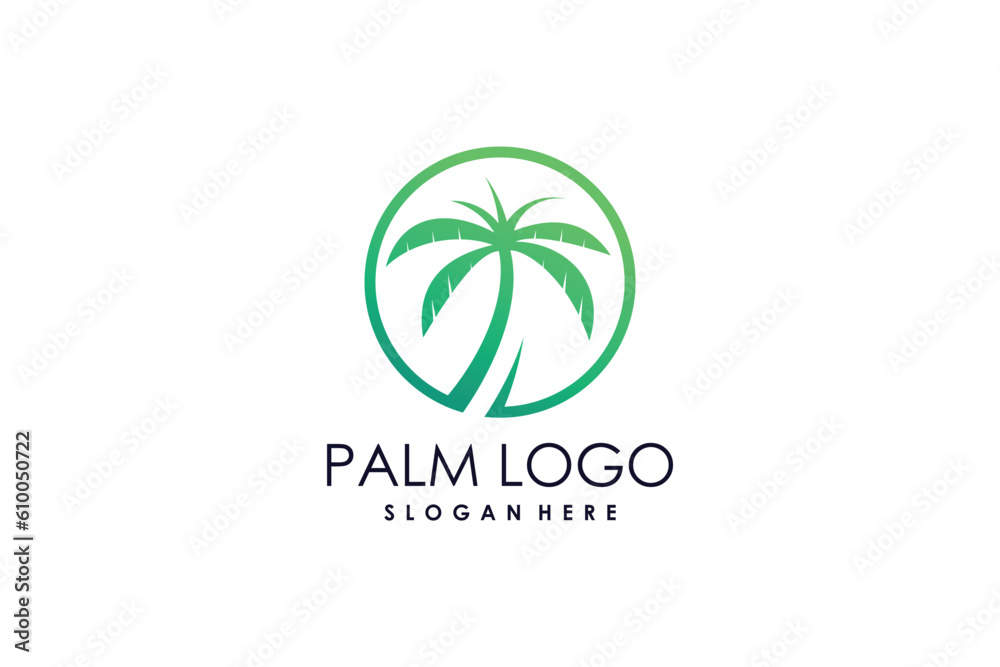 Palm logo design vector with creative unique style