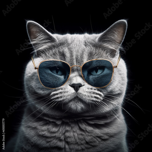portrait of a cat with sunglasses, generated AI tools