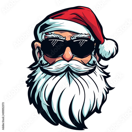 Cool Santa Claus with Sunglasses and Beard (Bad Santa Vibe)