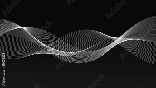 Modern wavy lines background wallpaper in black and white