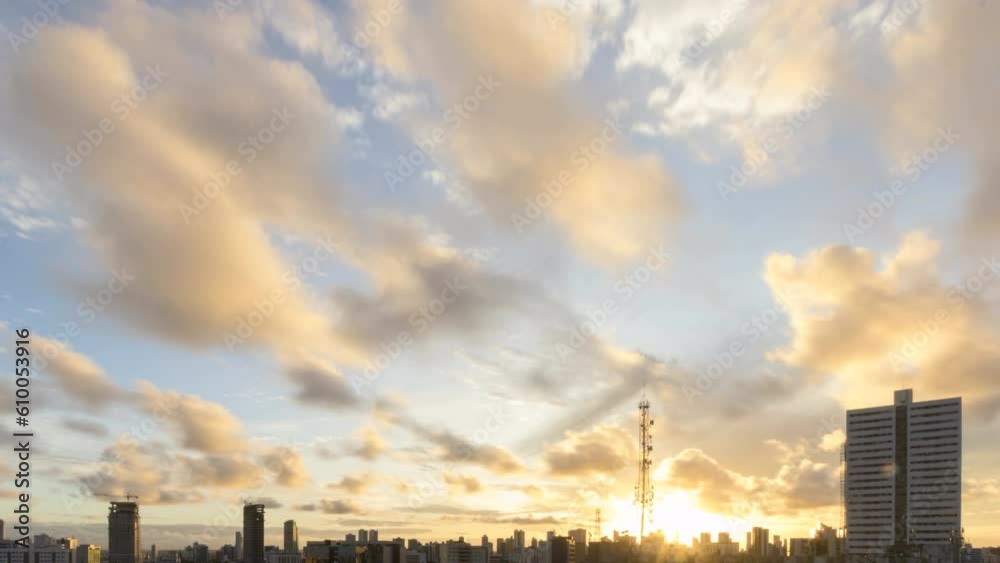 Timelapse sunset view of downtown Recife, Pernambuco, Brazil.