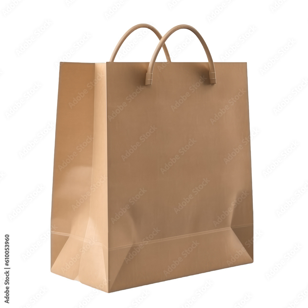 Brown paper bag on transparent background, created with generative