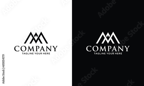 Mountain Peak Monogram Logo Design am or ma