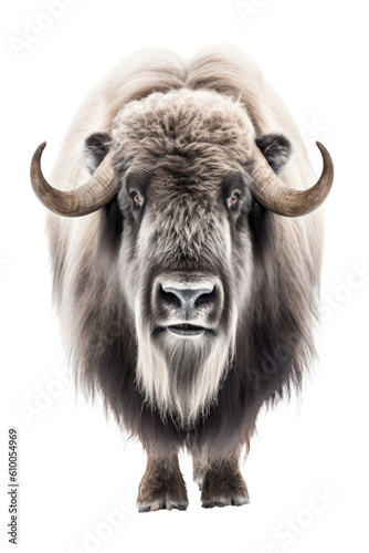 close up of a muskox isolated on a transparent background