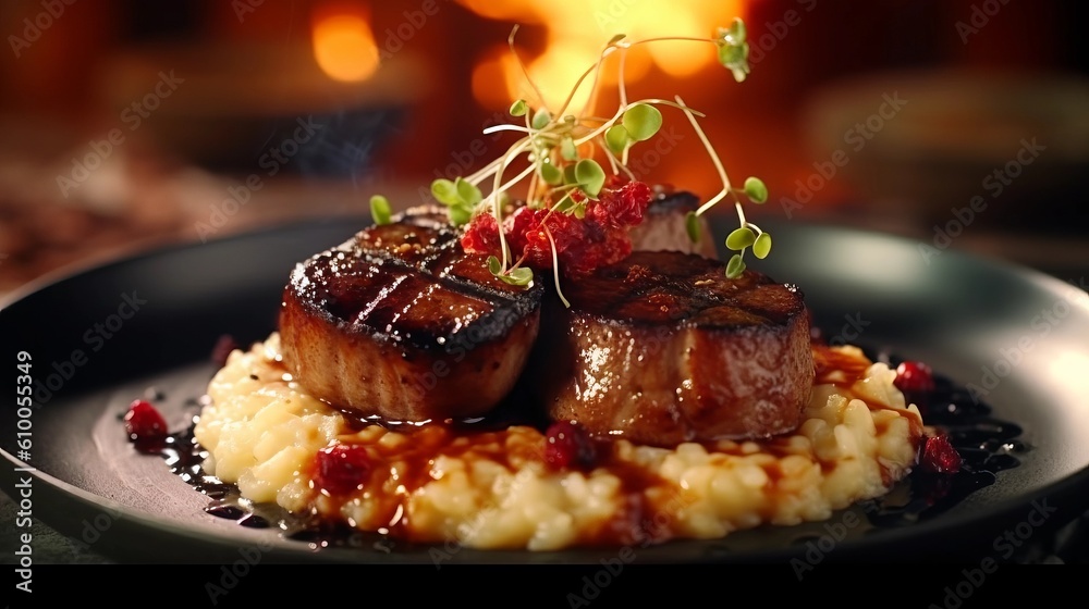 lamb chops with rosemary Stock Illustration | Adobe Stock