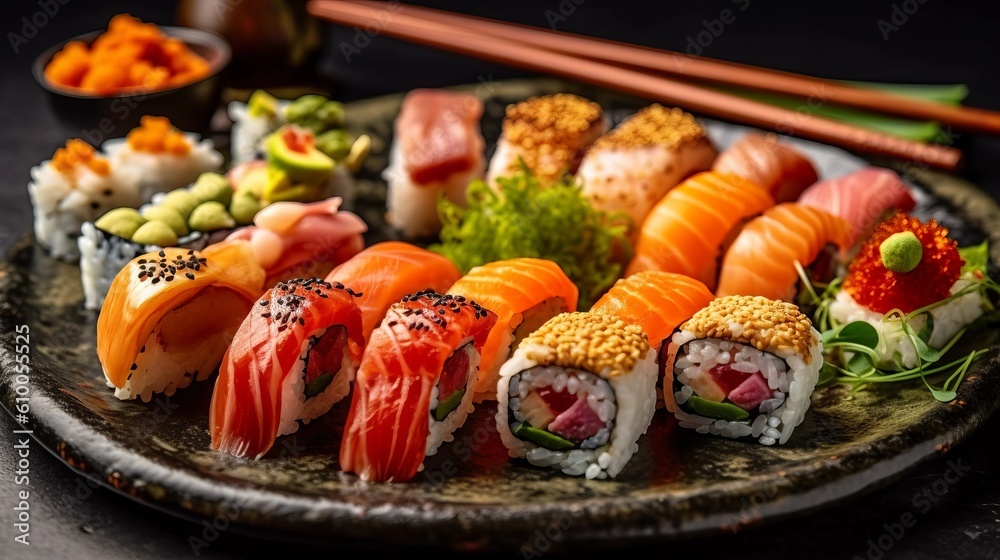 sushi and chopsticks sushi and chopsticks