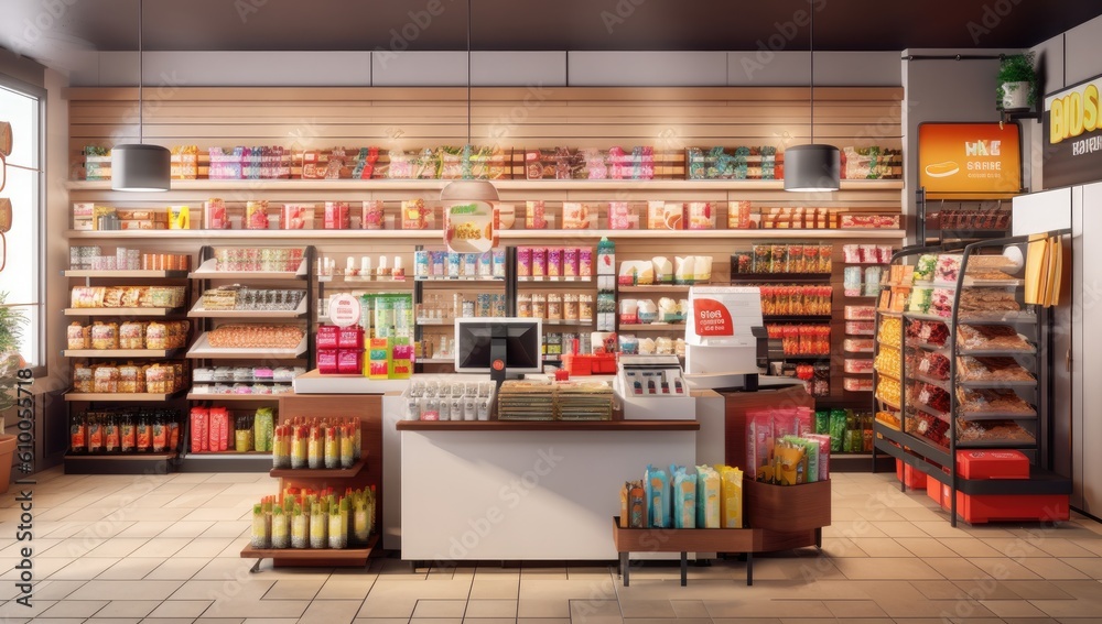 Naklejka premium a 3d version of a store that has a POS system Generative AI