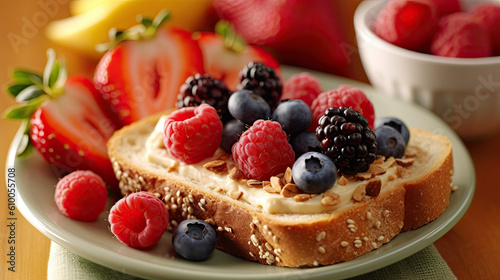 fruits toast and butter created with Generative AI technology