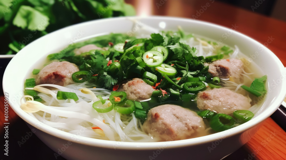 pho vietnam noodles created with Generative AI technology pho vietnam noodles created with Generative AI technology