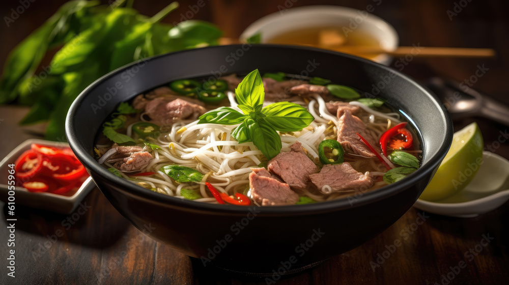 pho vietnam noodles created with Generative AI technology