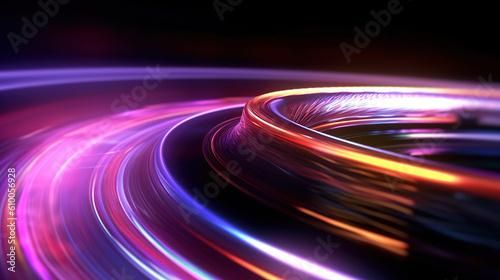 Abstract digital background. Glowing spinning light traces.