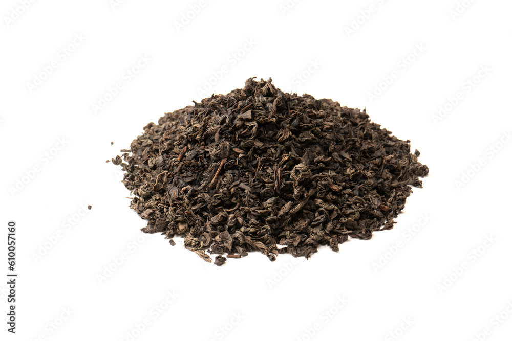 Dried tea leaves isolated on a white background. Dried tea leaves isolated on a white background.