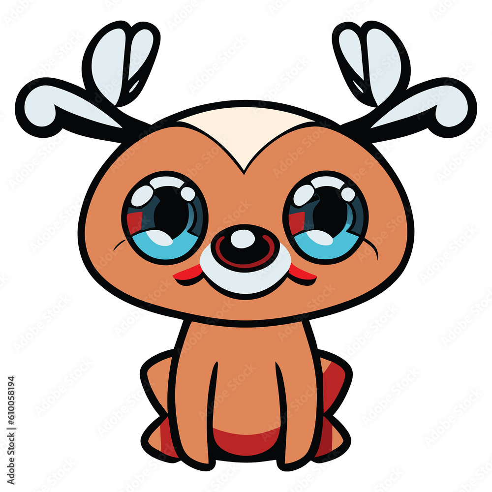 Naklejka premium Christmas reindeer with ribbon, Cute deer in winter , Christmas wrapping.