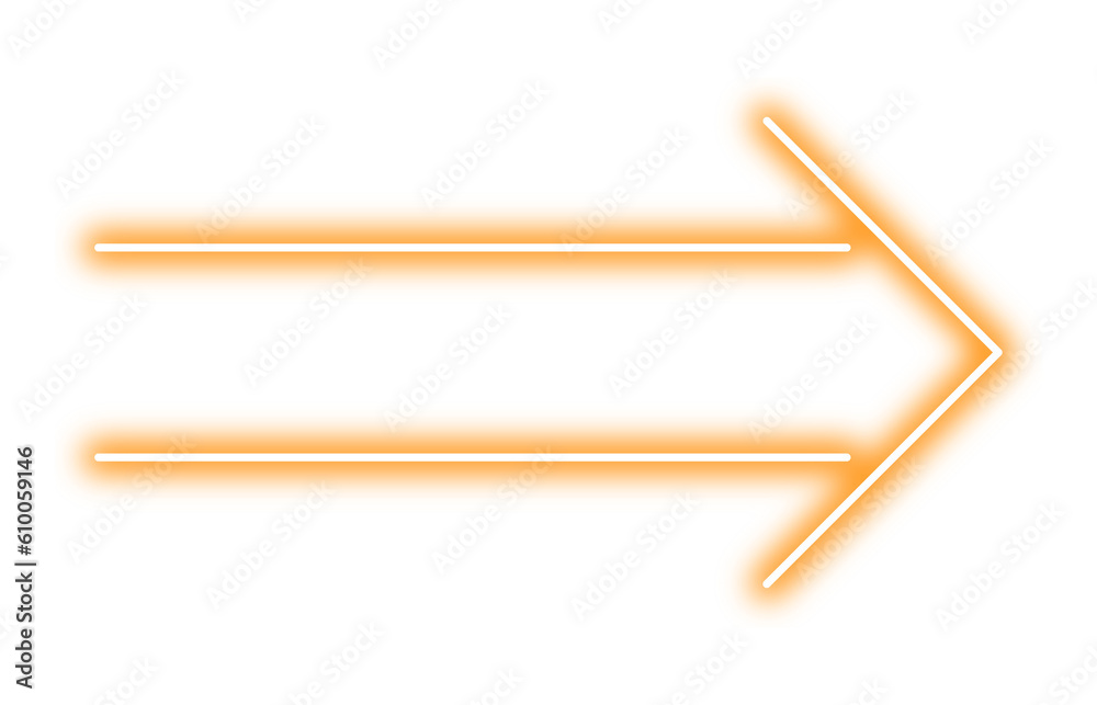 Neon arrow shape png. Glowing orange arrow on transparent background. Neon arrow shape png. Glowing orange arrow on transparent background.