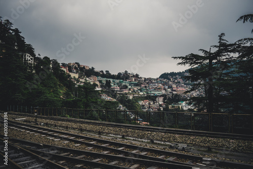 Kalka Shimla Rail tracks in Shimla - Kalka Shimla Toy Train - UNESCO World Heritage Site - Rail Transportation  photo