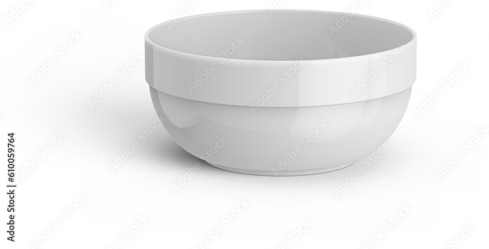Simple Empty Blank White Ceramic Bowl 3D Rendering Simple Empty Blank White Ceramic Bowl 3D Rendering