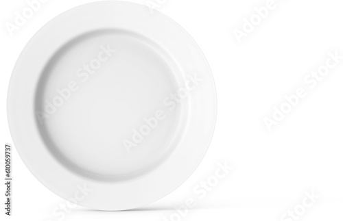 Simple Empty Blank White Ceramic Plates For Printing 3D Rendering