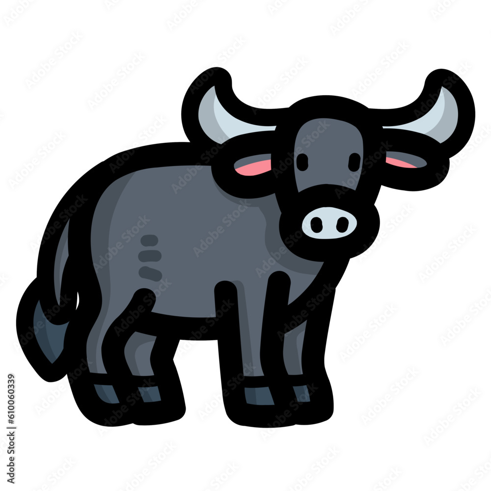 buffalo filled outline icon style