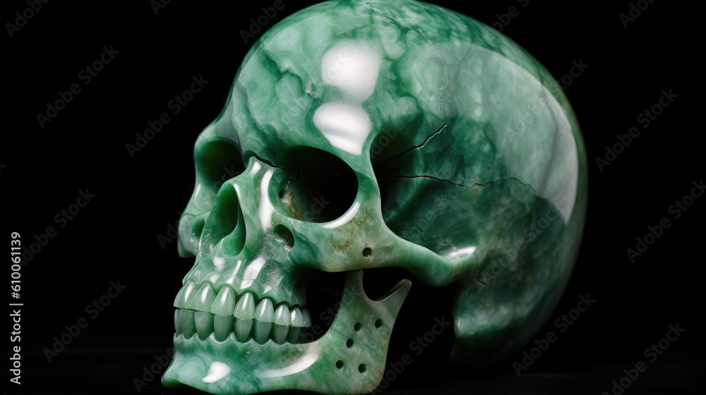 Jade skull created with Generative AI technology Jade skull created with Generative AI technology