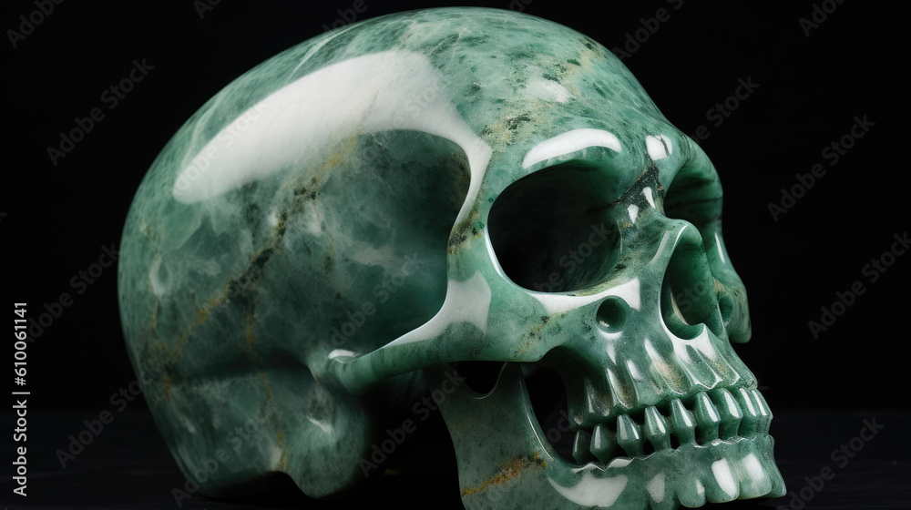 Jade skull created with Generative AI technology Jade skull created with Generative AI technology
