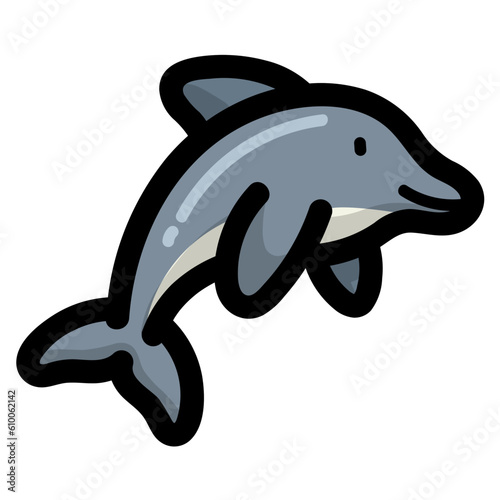 dolphin filled outline icon style