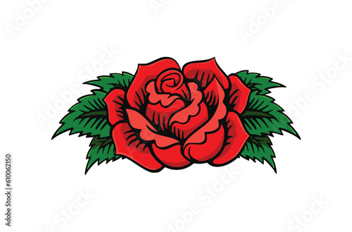 classic red rose tattoo