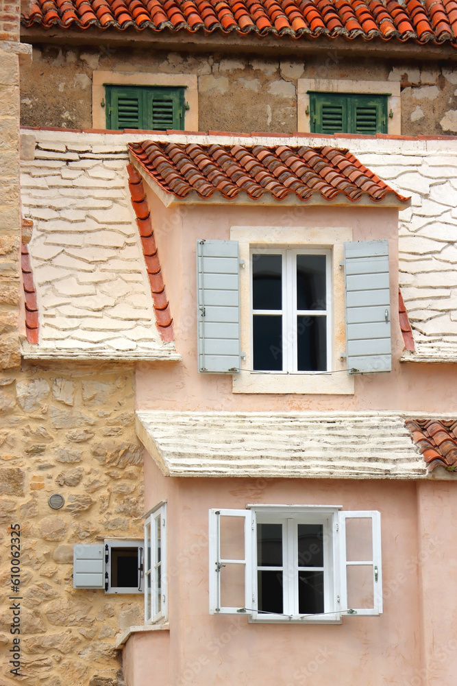 Traditional old Mediterranean houses built on the rocks in Split, Croatia. Traditional old Mediterranean houses built on the rocks in Split, Croatia.