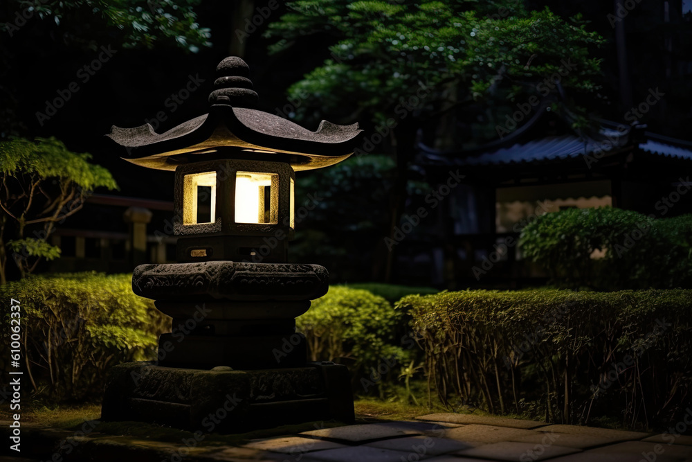traditional stone lantern created with Generative AI technology traditional stone lantern created with Generative AI technology