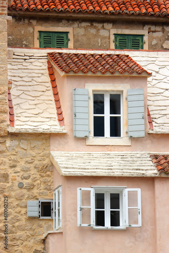 Traditional old Mediterranean houses built on the rocks in Split, Croatia.