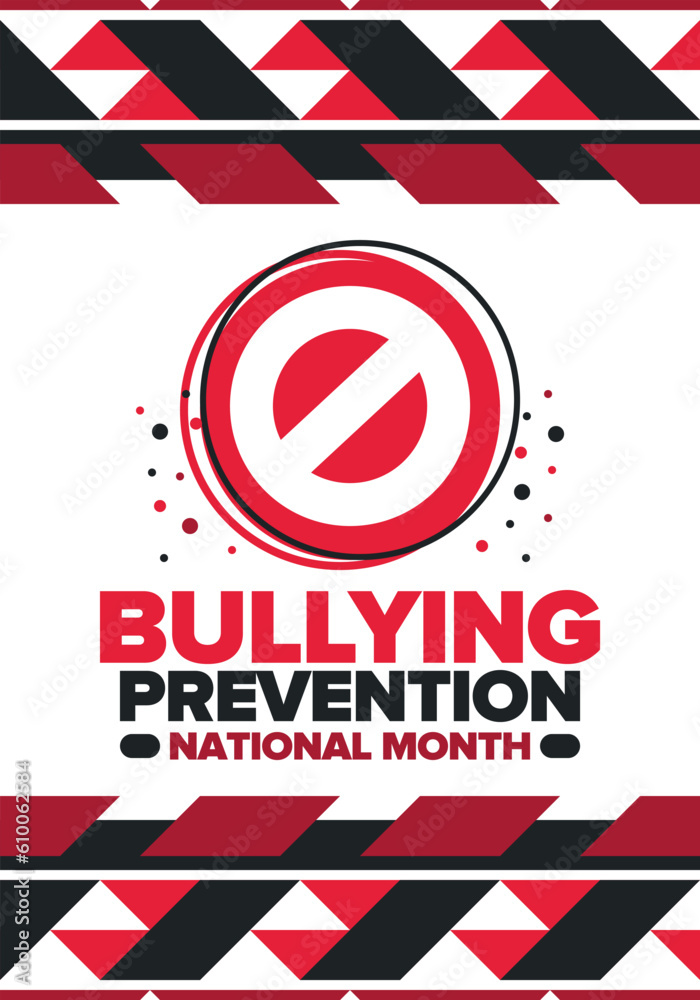 National Bullying Prevention Month in October. Stop bullying. Annual nationwide campaign to keep all youth safe from bullying. Orange color. Poster, card, banner, background. Vector illustration National Bullying Prevention Month in October. Stop bullying. Annual nationwide campaign to keep all youth safe from bullying. Orange color. Poster, card, banner, background. Vector illustration
