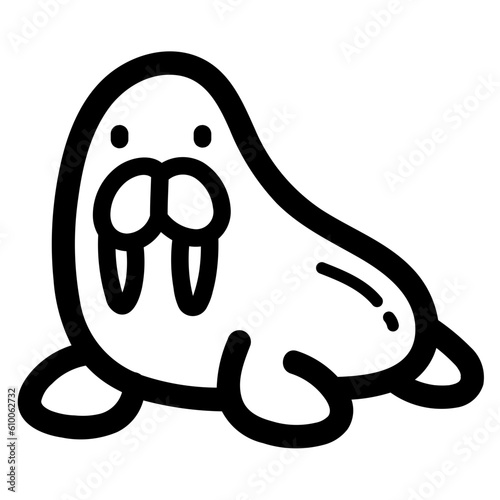walrus line icon style