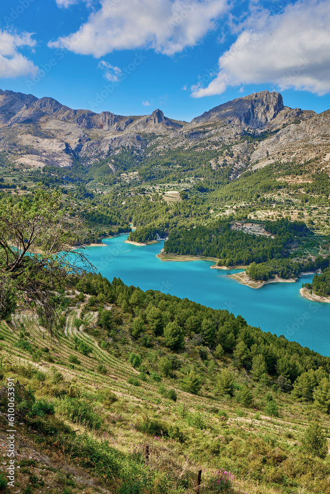 Landscape of the Guadalest reservoir.