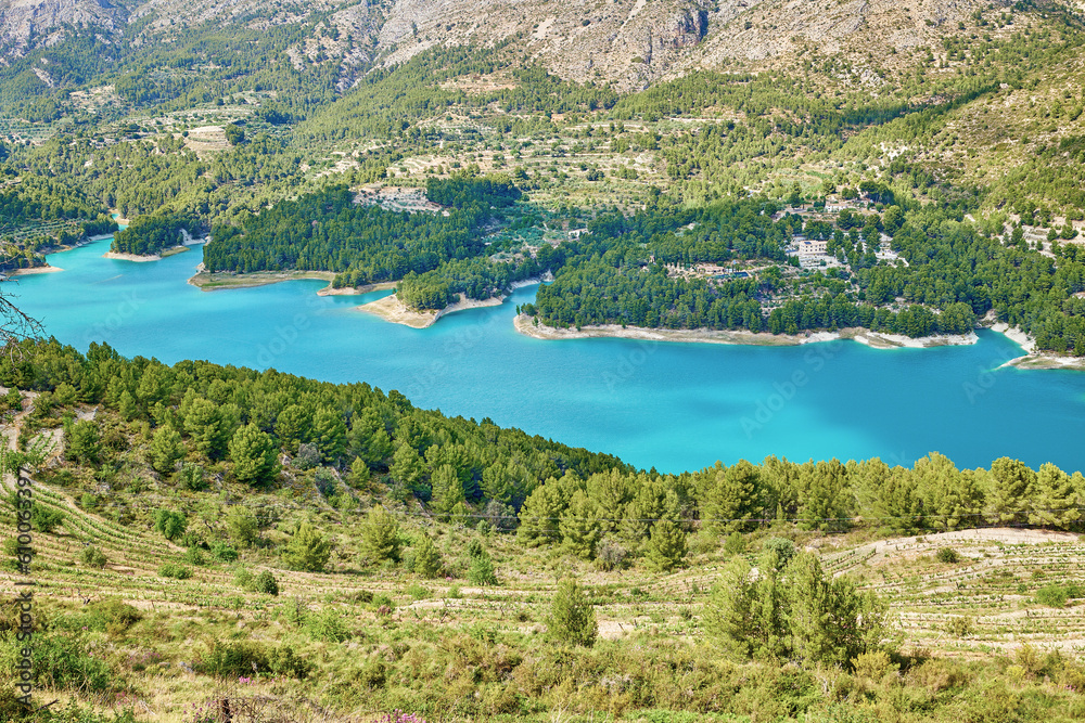 Fototapeta premium Landscape of the Guadalest reservoir.