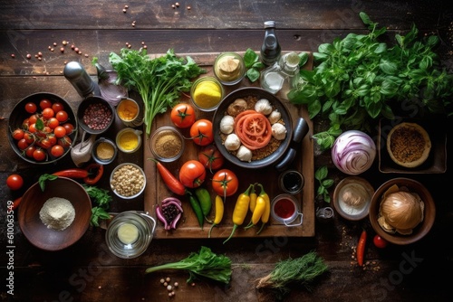 stock photo of food preparation on the kitchen table Food Photography AI Generated