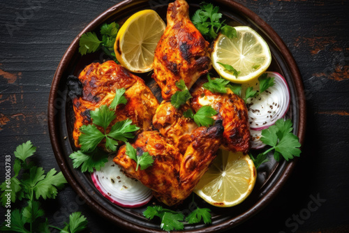 top view of Tandoori Chicken created with Generative AI technology