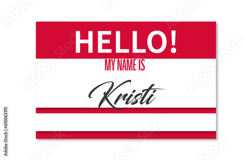 Red hello my name is name tag blank template